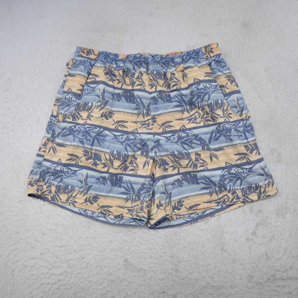 Columbia PFG Swim Shorts Mens Small 6" Regular Blue Tan Tropical Omni-Shade
